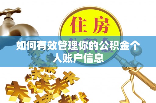 丰顺如何有效管理你的公积金个人账户信息
